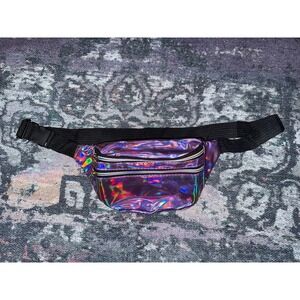 Pink Women's HOLOGRAM Vinyl FANNY PACK Pouch WAIST PURSE Zipper CLIP BELT